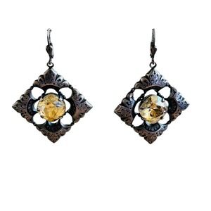 La Vie Parisienne Catherine Popesco Crystal Earrings Dangle France Silver tone
